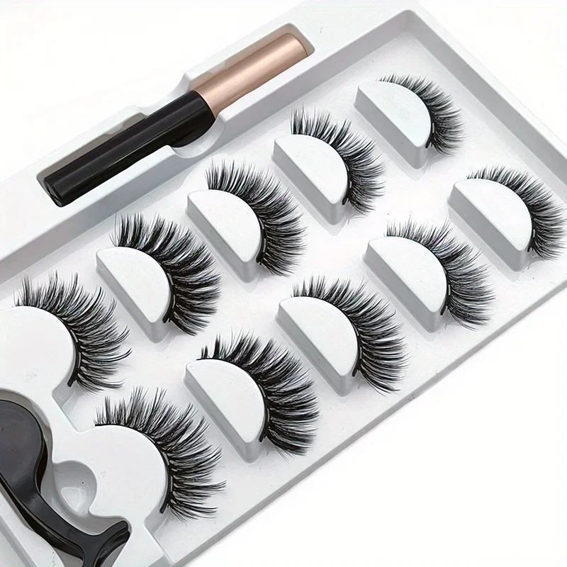 5 Pairs Magnete Eyelashes Set  - Eyelash Extension Uv Glue のレビューと価格