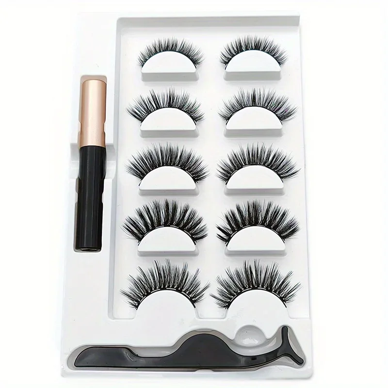5 Pairs Magnete Eyelashes Set  - Eyelash Extension Uv Glue のレビューと価格