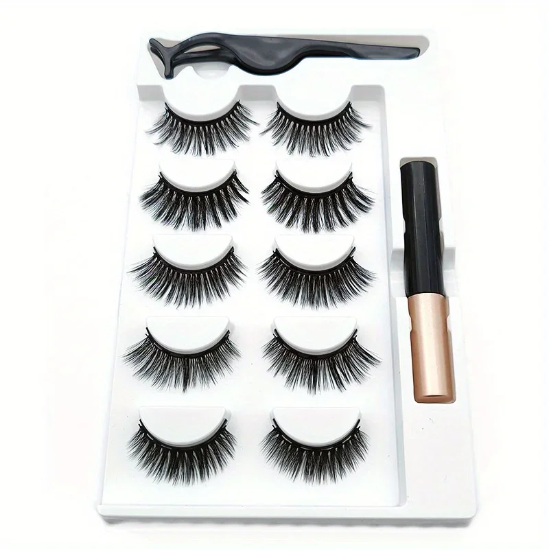 5 Pairs Magnete Eyelashes Set  - Eyelash Extension Uv Glue のレビューと価格
