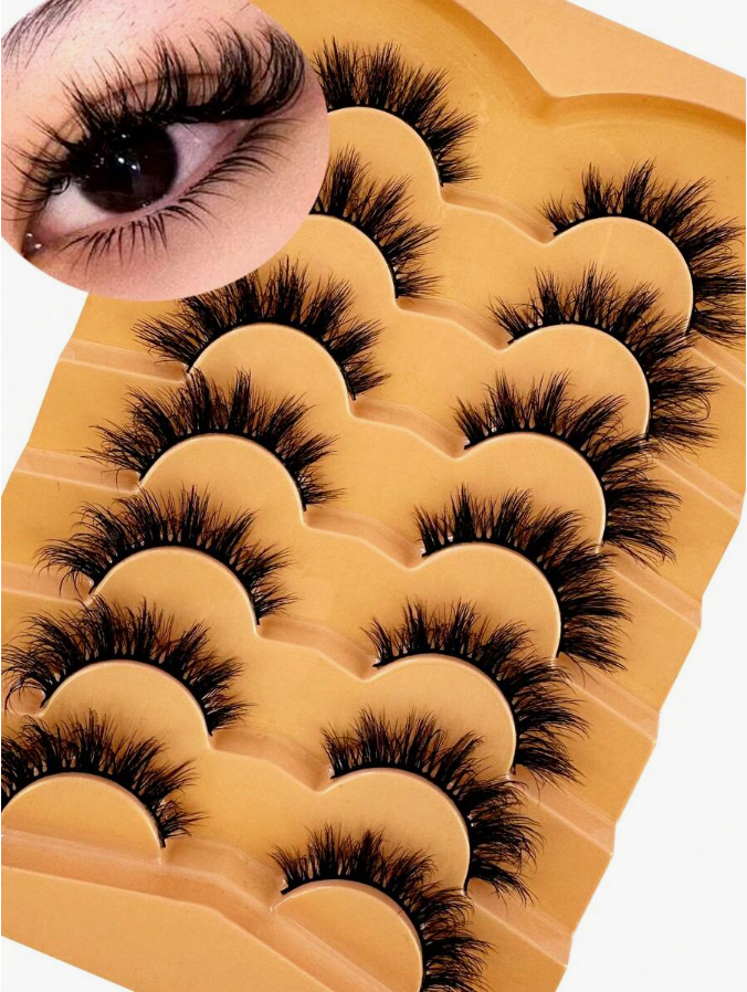 7 Pairs Faux Mink Lashes Fluff - Eyelash Extension Volume Cat Eye のレビューと価格