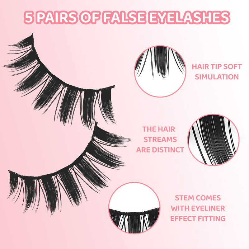 DINGSEN 5 Pairs Manga Lashes E - Eyelash Extension Anime のレビューと価格
