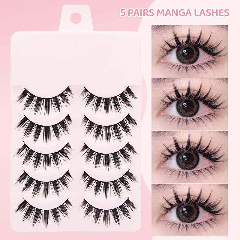 DINGSEN 5 Pairs Manga Lashes E - Eyelash Extension Anime のレビューと価格