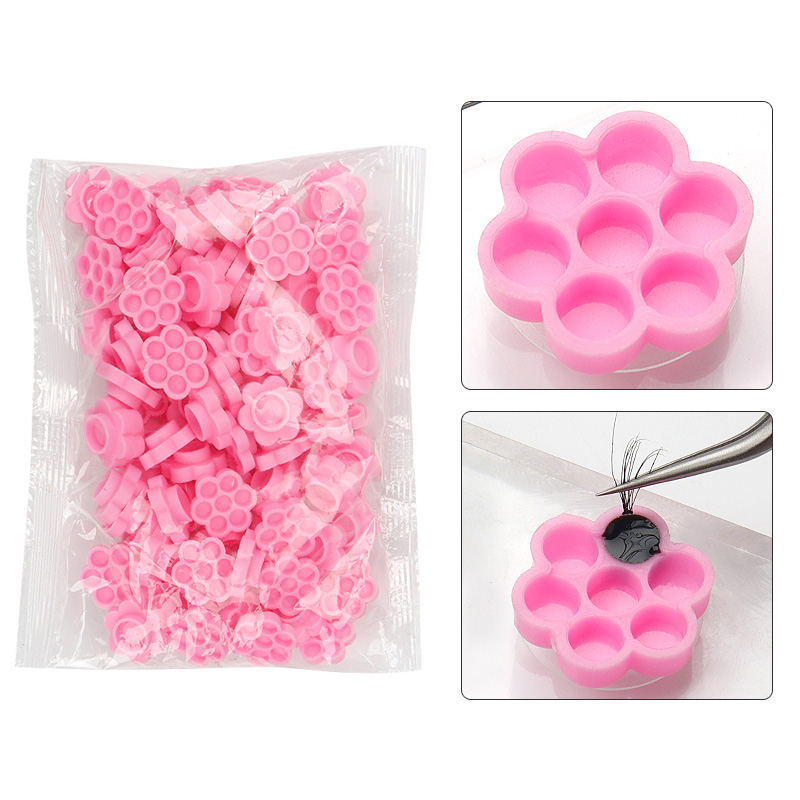 100 Pcs Pink Flower Glue Delay - Eyelash Extension Repair のレビューと価格