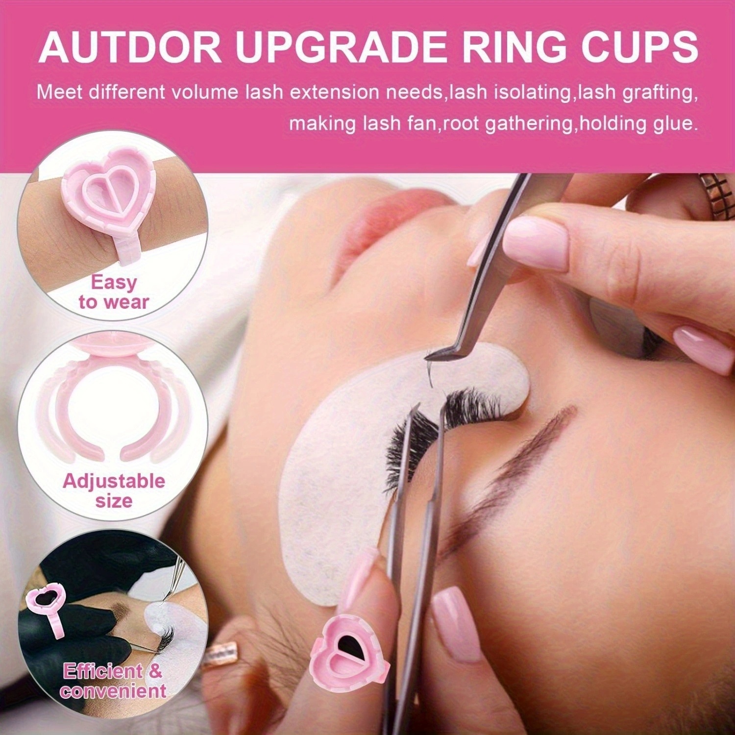 100PCSHeart Eyelash Glue Rings - Eyelash Extension Repair のレビューと価格