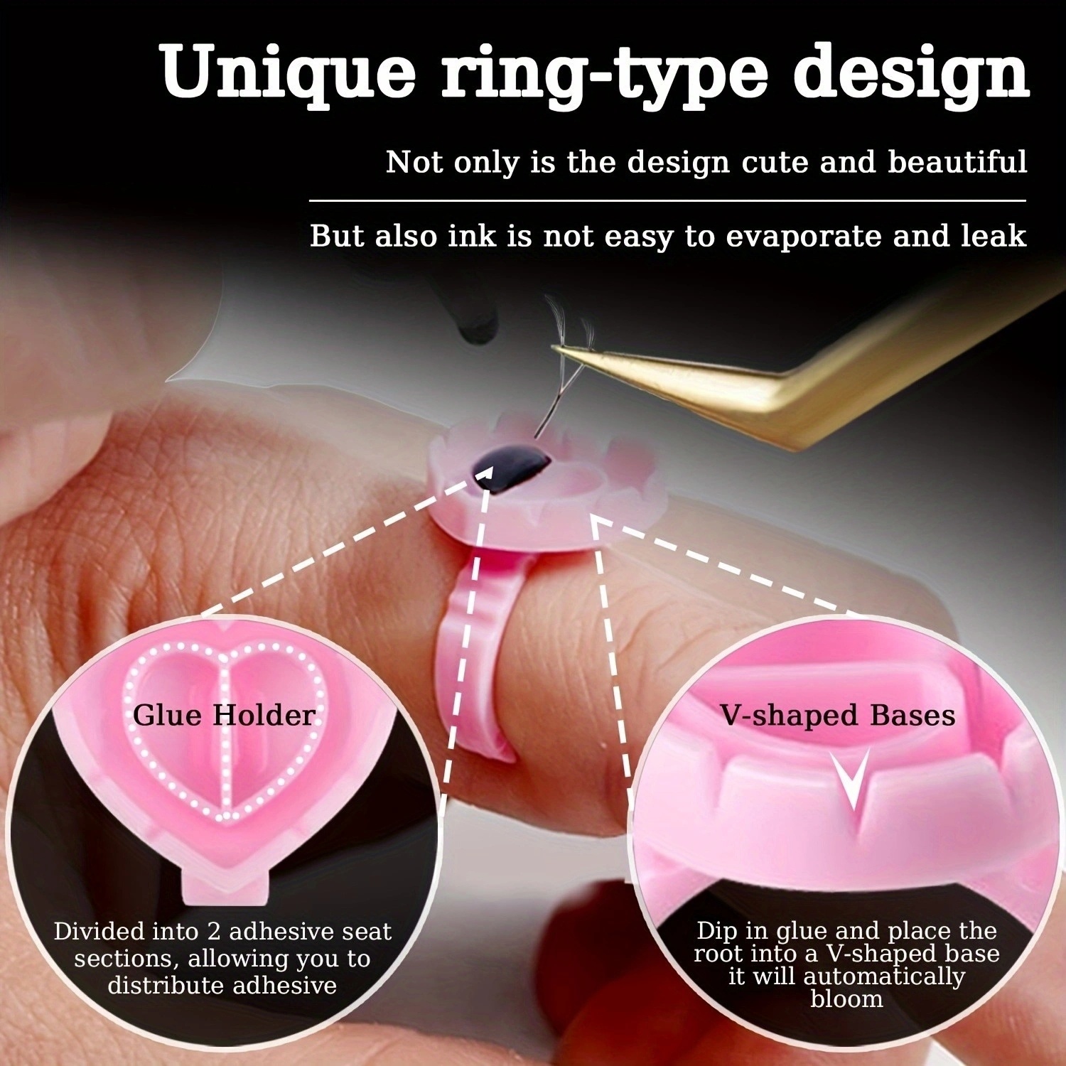 100PCSHeart Eyelash Glue Rings - Eyelash Extension Repair のレビューと価格