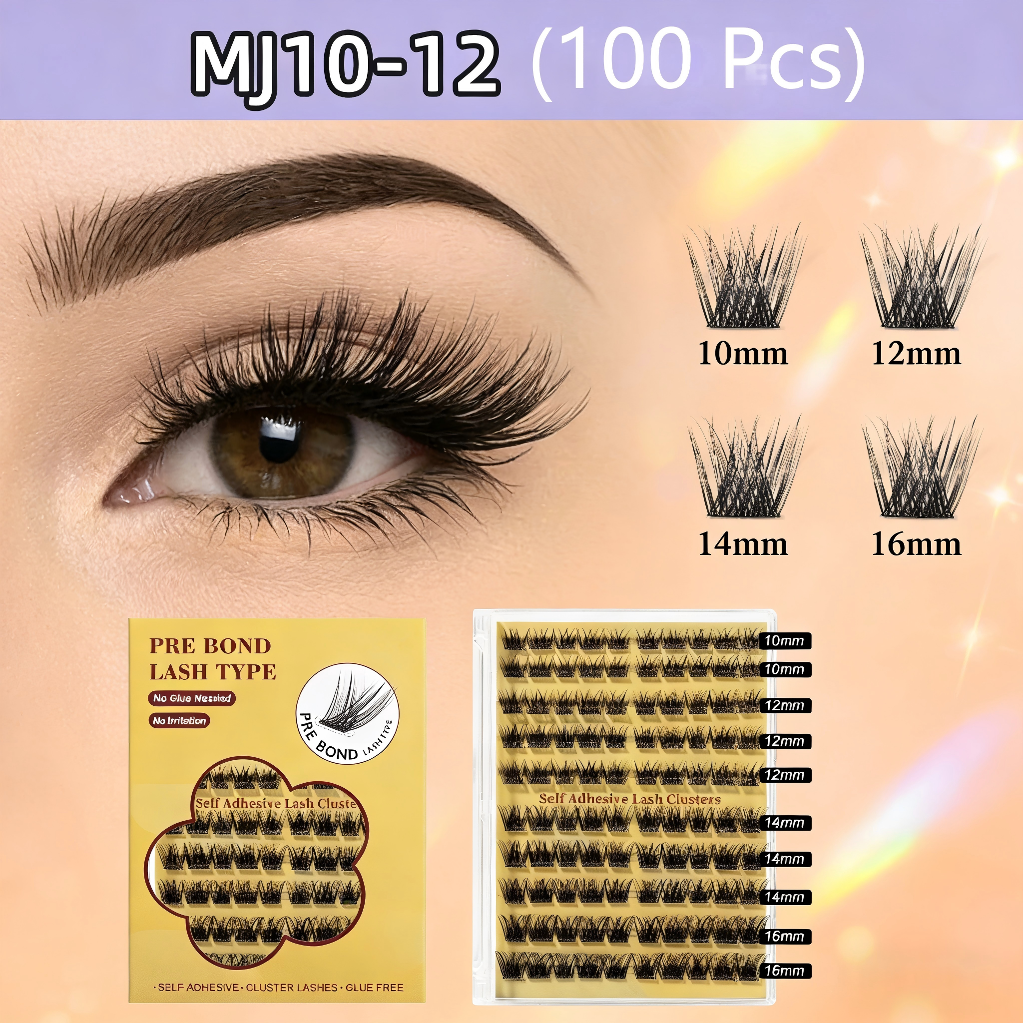 100PCS Pre Glued Self Adhesive - Eyelash Extension No 10 のレビューと価格