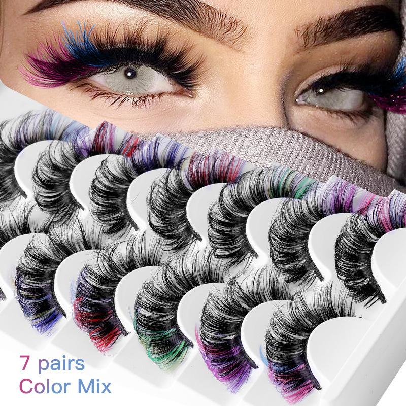 7 Pairs Colorful False Eyelash - Eyelash Extension Volume のレビューと価格
