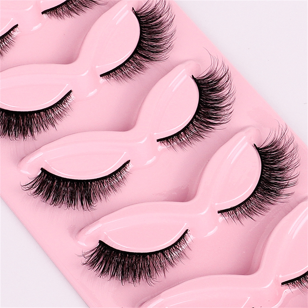 5 Pairs Natural Faux Mink Fals - Eyelash Extension Volume Cat Eye のレビューと価格